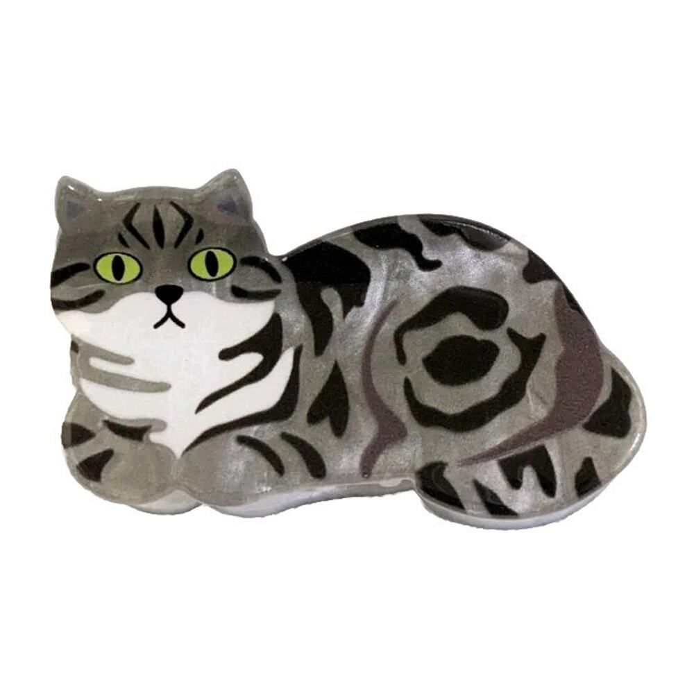 New Fun SMALL Hair Claw Clip,Funny Cute Gray Cat Adorable Unique Cartoon